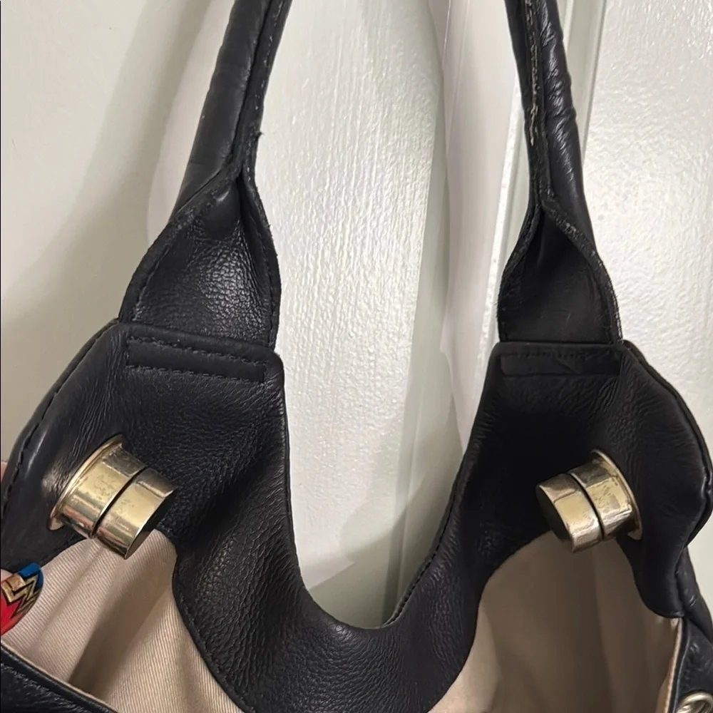 Foley + Corinna Black and Gold Leather Shoulder Bag